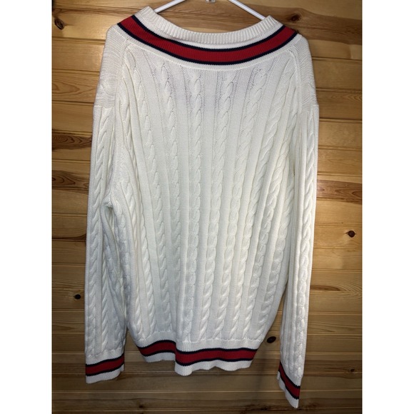 Vineyard Vines Men's  Heritage Varsity V Neck Tennis Sweater Marshmallow XL $228 - Picture 8 of 8